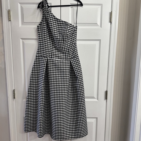 Anthropologie Dresses & Skirts - By Anthropologie One Shoulder Gingham Midi‎ Dress Classic Black White Medium NWT